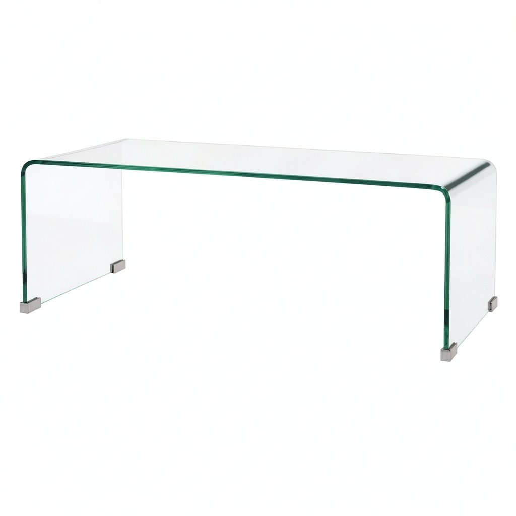 Table basse, en verre trempé, coloris transparent, 98 x 45 x 30 cm, pour le salon