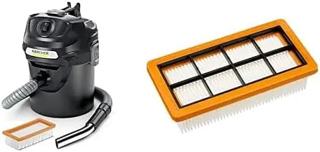 Kärcher 1.629–711.0 Aspirateur de matière sèche et de cendres AD 2 & Filtre plissé plat accessoire – 600 W, 14 L, gris/orange