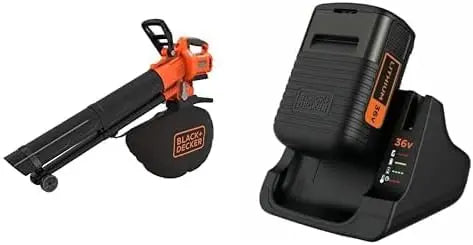 BLACK+DECKER Aspirateur-Souffleur-Broyeur sans Fil 36V – BDC2A36-QW, 2 Ah, noir/gris