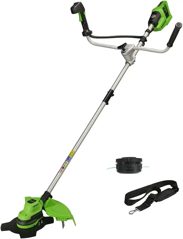 Greenworks 2x24V Coupe-bordure & Débroussailleuse sans Batterie et Chargeur – GD24X2BCB, 2 Ah / 4 Ah, gris/noir/vert