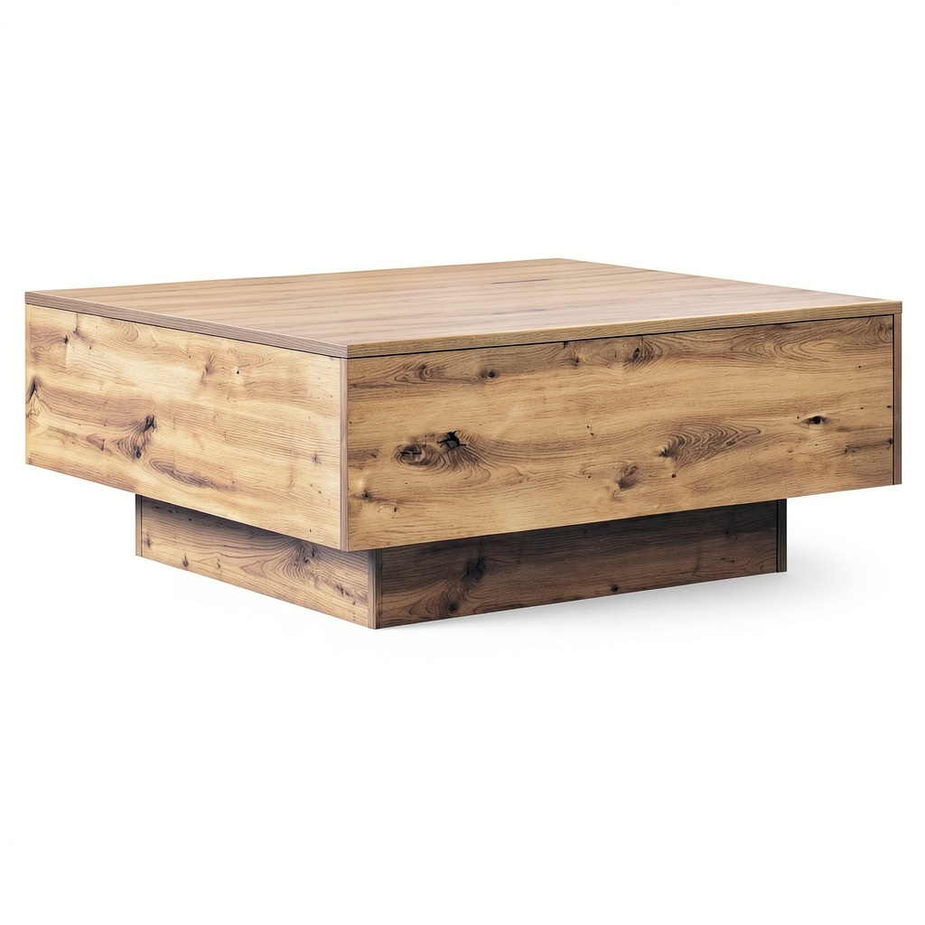 Table basse, avec éclairage LED, en chêne, 80 x 80 x 31 cm, pour le salon