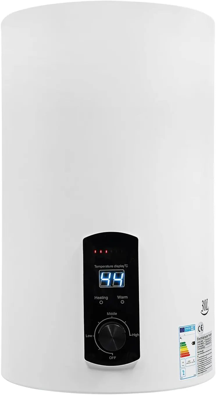 Chauffe-eau électrique 30 litres réservoir électrique vertical chauffe-eau instantané chaudière – 2000 W, noir/gris