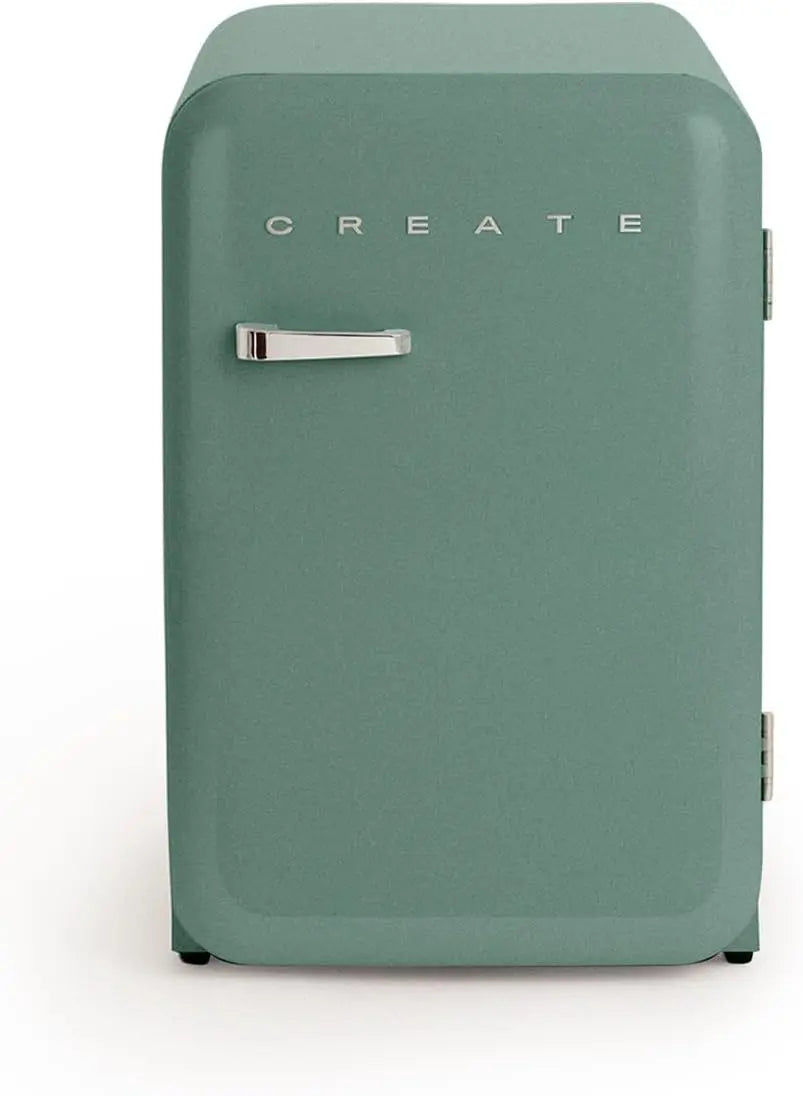CREATE / RÉTRO FRIGO 83.5 ARGENT/Réfrigérateur vert sauge avec poignée argentée / 98W – 92 litres / 15 litres, 56 x54 x84 cm