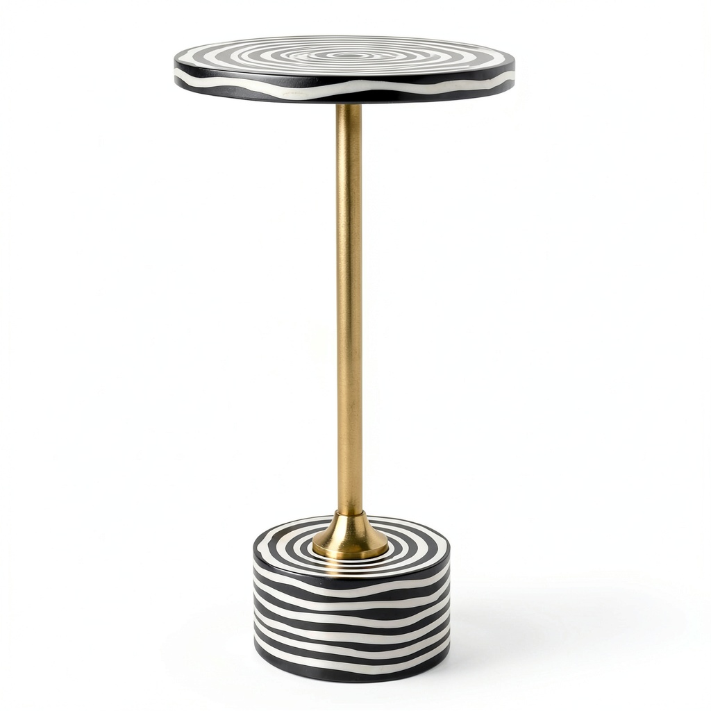 Table basse, en acier, coloris noir et blanc, pour le salon