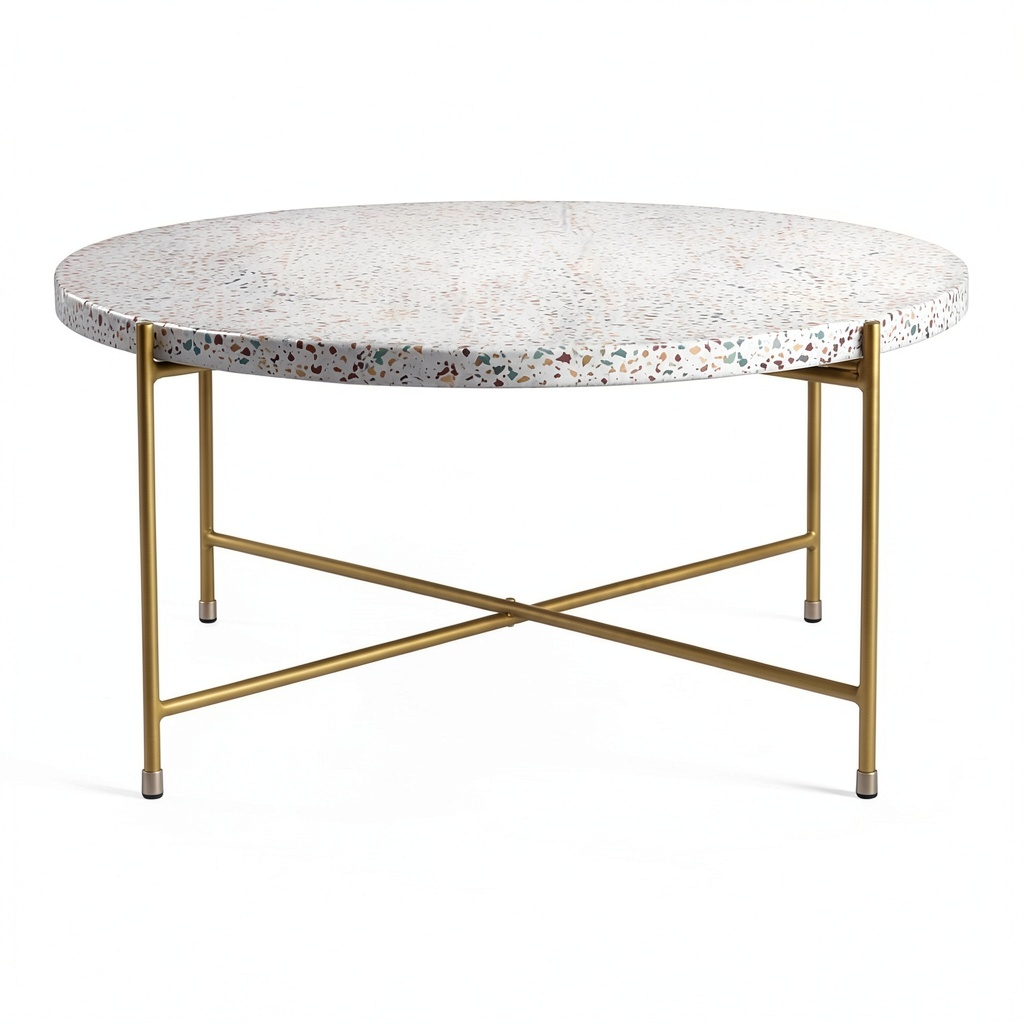 Table basse, en métal, coloris doré, pour le salon