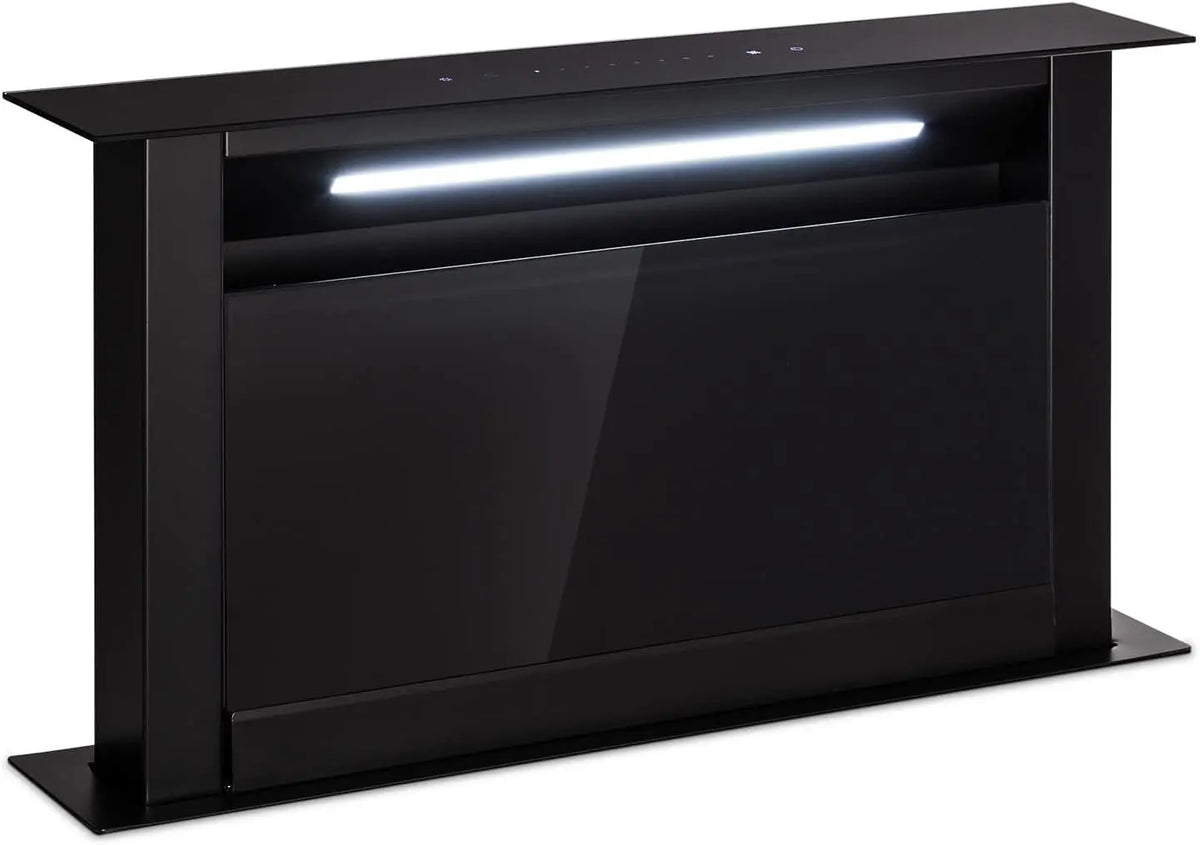 Hotte rétractable Klarstein Downdraft 90cm - Hotte de cuisine avec débit d'air boost de 604 m³/h – noir
