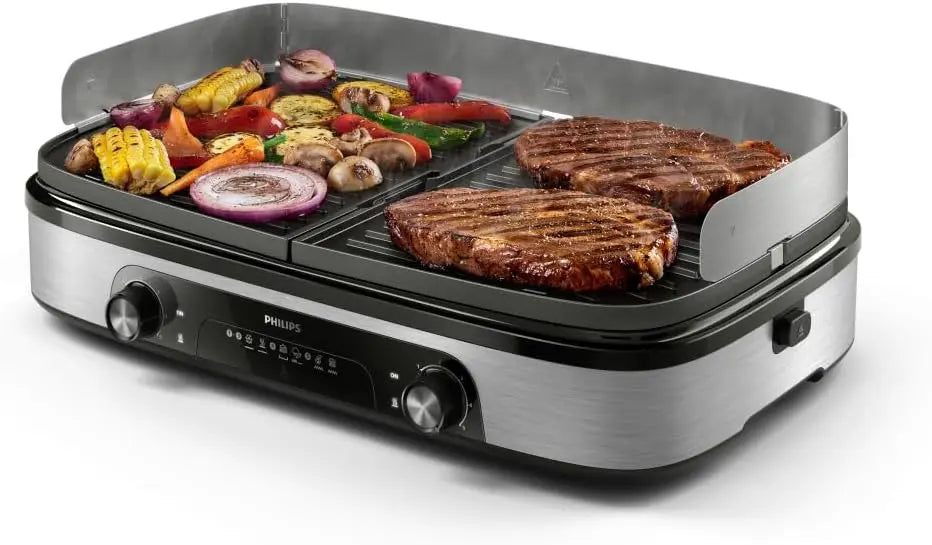 Philips Grill Électrique & Plancha 5000 – 2400 W, gris/noir/orange
