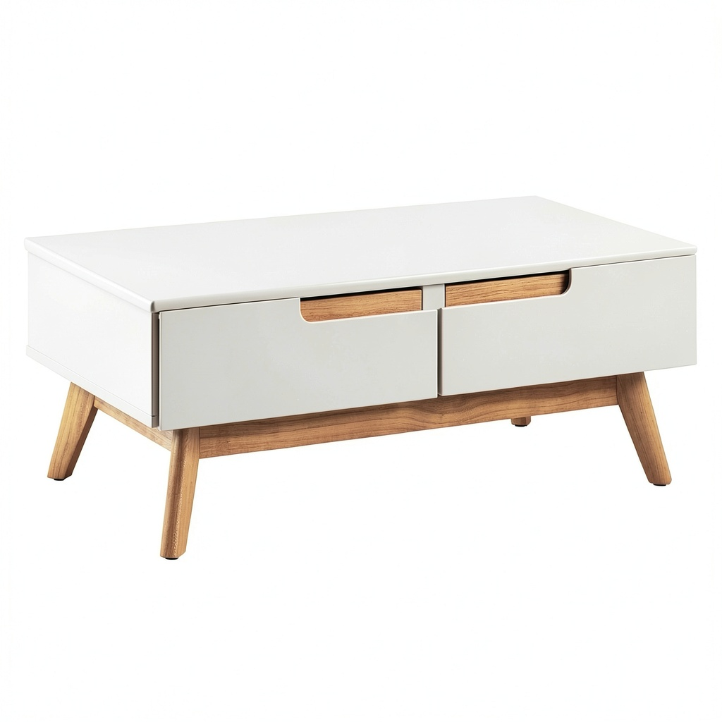 Table basse, avec tiroirs, 90 x 36 x 60 cm, coloris blanc, pour le salon
