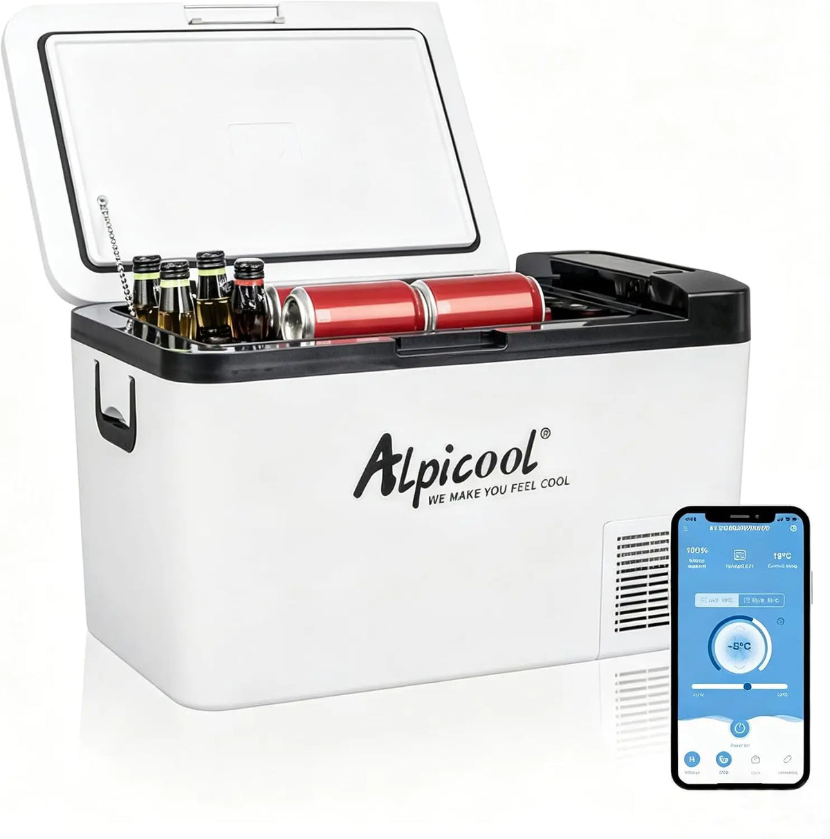 Alpicool K25 Glaciere Électrique à Compression – 25 L, 60 Wh, gris/bleu