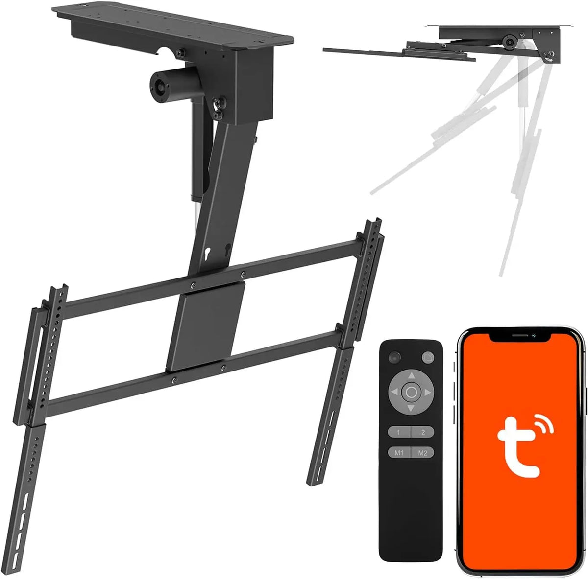 Support de Plafond électrique pour téléviseur 43-86 Pouce jusqu'à 55 kg Maclean – noir