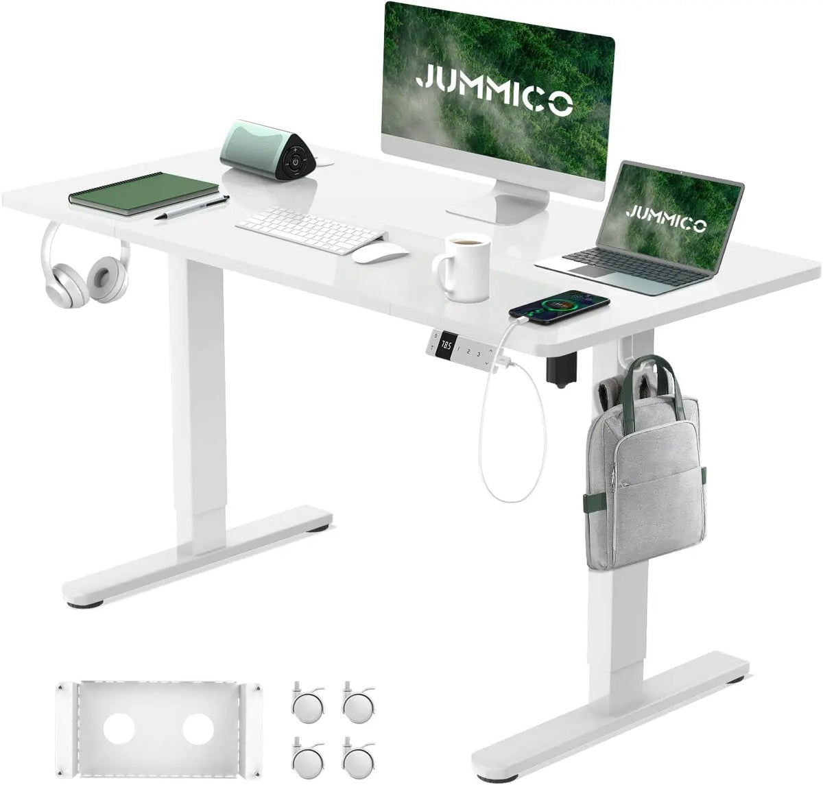 JUMMICO Bureau Assis Debout Électrique 120×80cm – blanc