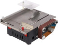 Mini scie de table - 200 W - 7 vitesses - Inclinable de 0 à 90° - 4 lames de scie en plastique – 29 x 25,5 x 10 cm, 60 Hz, gris