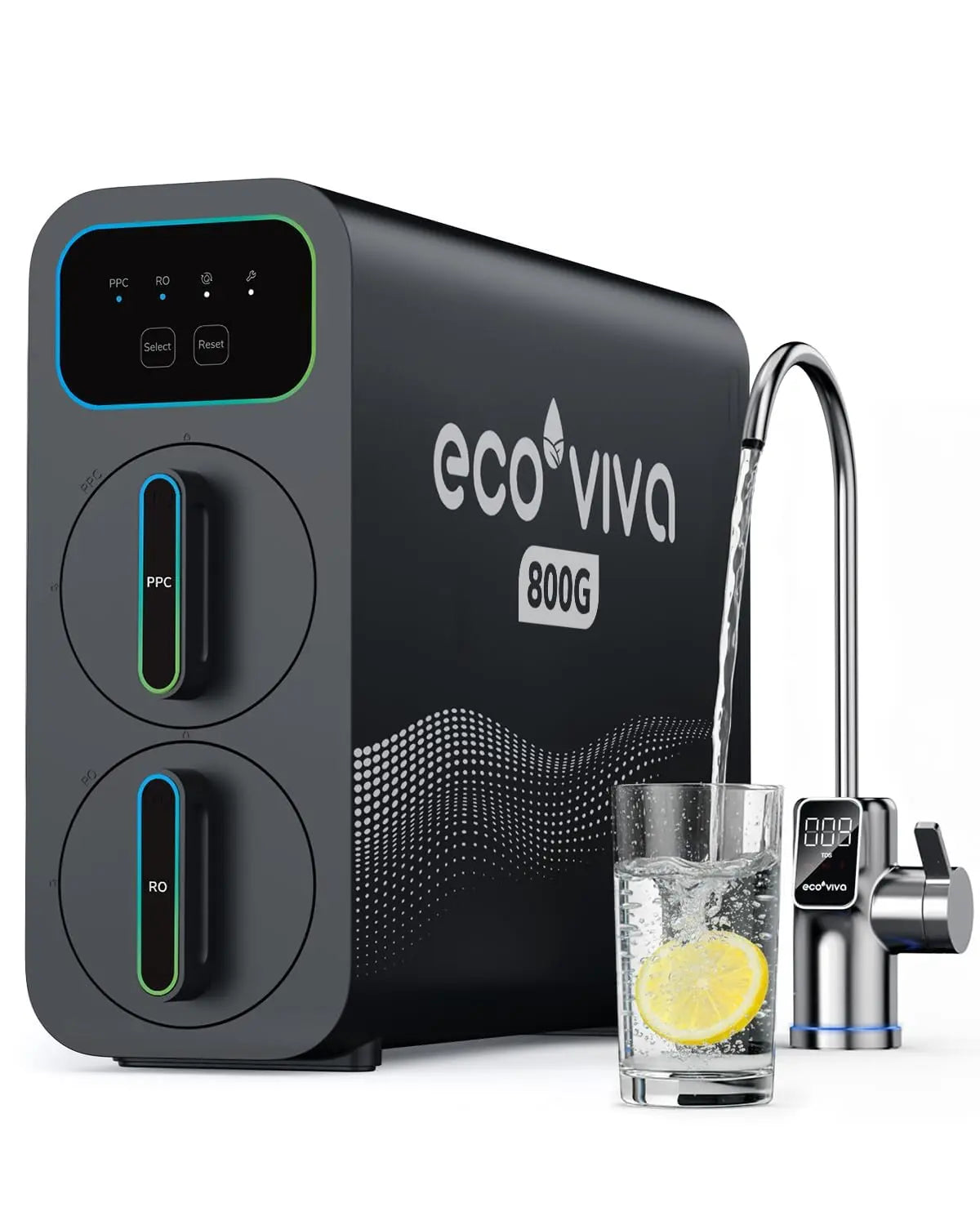 Ecoviva Système d'osmose inverse E8 pour eau potable – 3028 l/jour, gris/noir