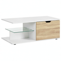 Table basse, avec tiroirs, 106 x 58 x 39 cm, coloris blanc, pour le salon