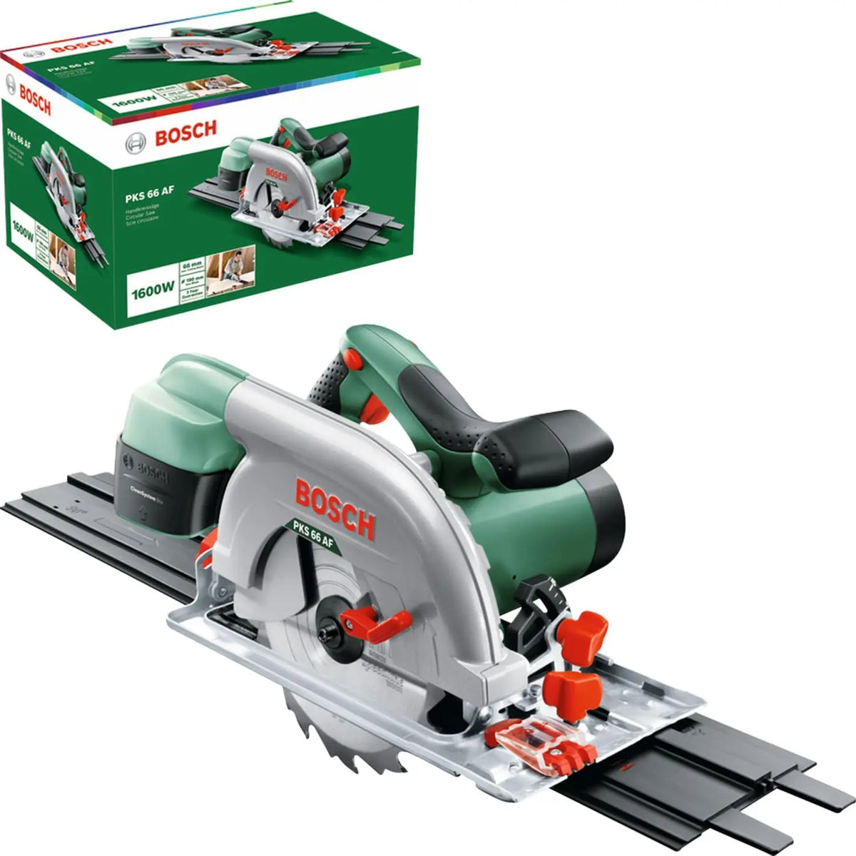Bosch Scie circulaire PKS 66 AF – 1600 W, gris/vert