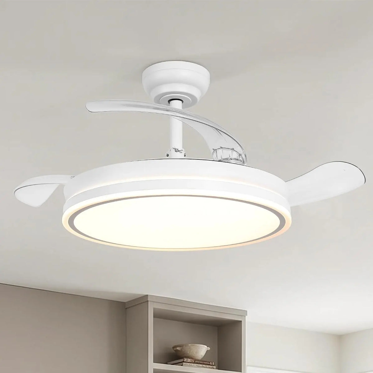 Parrot Uncle Ventilateur de plafond avec Lumiere Silencieux et pales Rétractables – 36 W, blanc