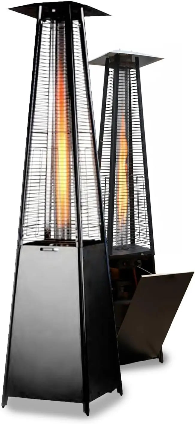 Wintem - Poêle à gaz d'extérieur Aura à pyramide noire 12 kW avec allumage piézoélectrique et thermostat