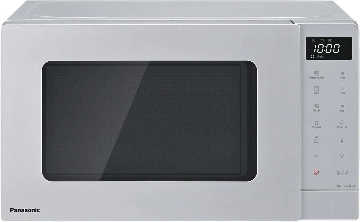 Panasonic NN-GT23QMBPQ Four à micro-ondes avec plaque en verre et étagère métallique – 800 W / 1000 W, 20 litres, argenté