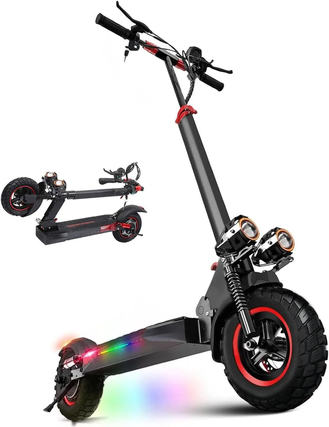 800W Trottinette Électrique Adulte - 10' Tout Terrain Trotinette Electrique Pliable Autonomie 40-45KM – 15 Ah, gris/noir