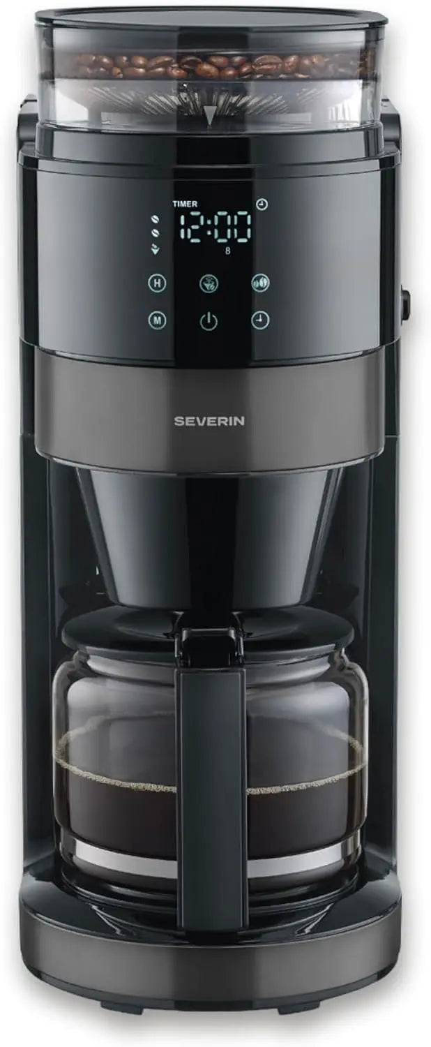 SEVERIN Machine à café filtre avec broyeur intégré - S-Taste AromaOne- 1,25L jusqu'à 10 tasses – 900 W, argenté