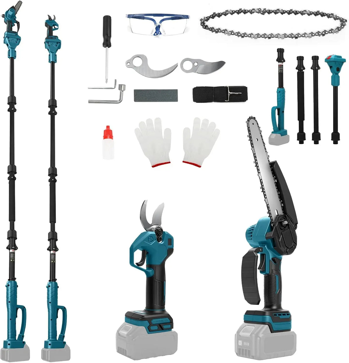 Tronçonneuse & sécateur sans fil 4 en 1 pour Makita 18V sans batterie – gris/bleu/noir