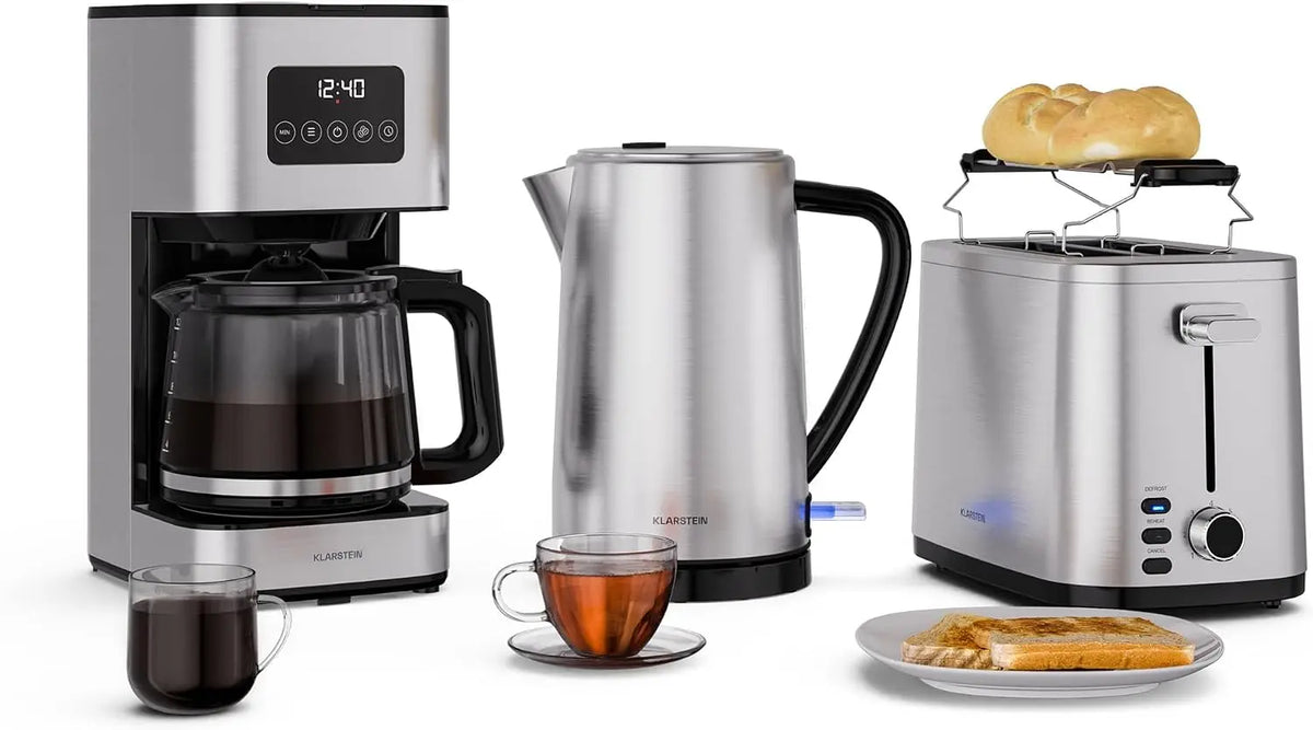 Klarstein Verosteel Set Petit-Déjeuner Complet – 1,7 L, argenté