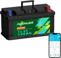 Mjbsan Batterie au lithium 12 V 140 Ah H190 LiFePO4 Bluetooth – 30,72 kW, 1792 Wh, noir/vert/gris