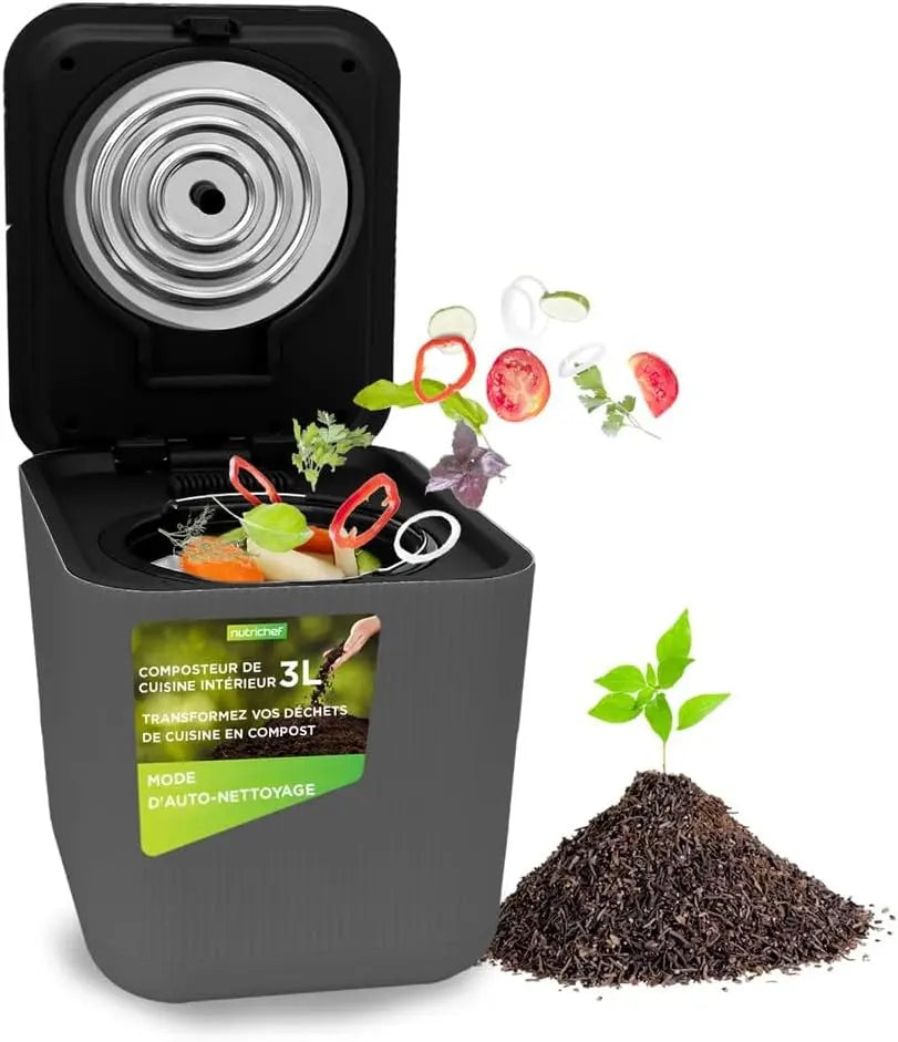 Nutrichef Composteur Cuisine Électrique 3L – gris