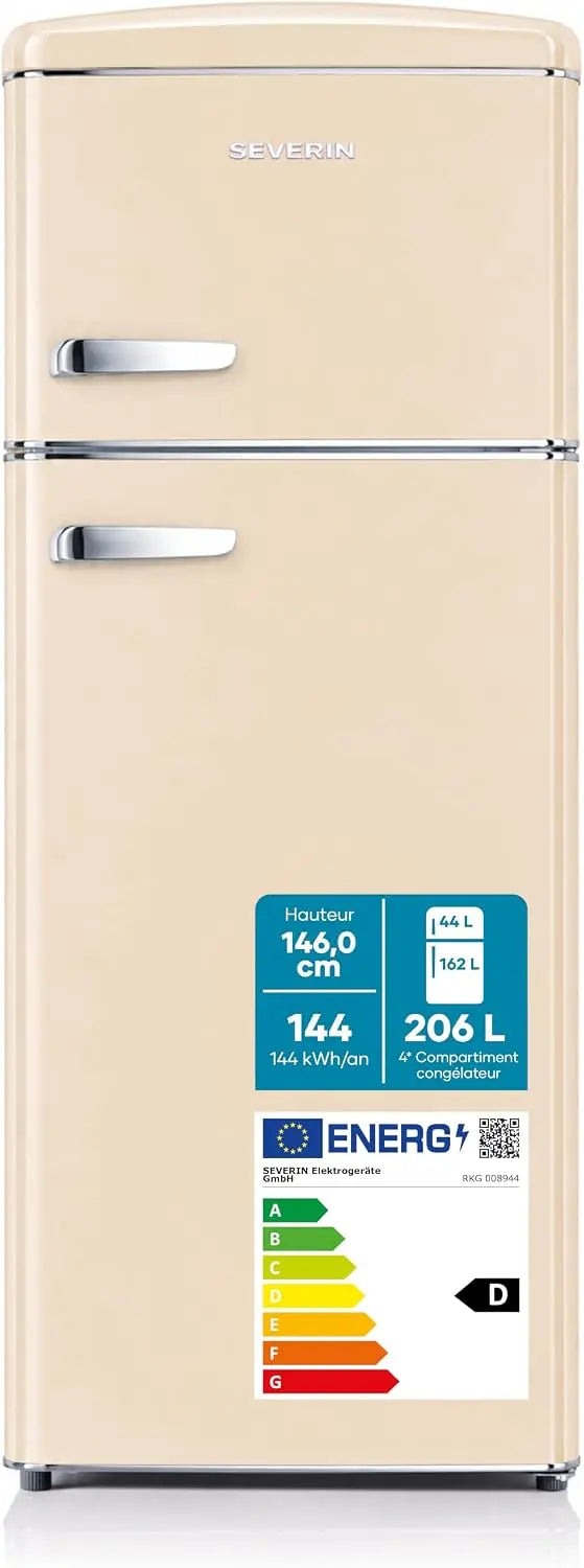 Severin Combiné réfrigérateur-congélateur – 206 L / 162 L, 144 kWh, blanc