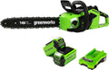 Greenworks Tronçonneuse à Batterie avec Moteur Sans Balais – GD40CS18K2X, 2 Ah, vert/noir/gris