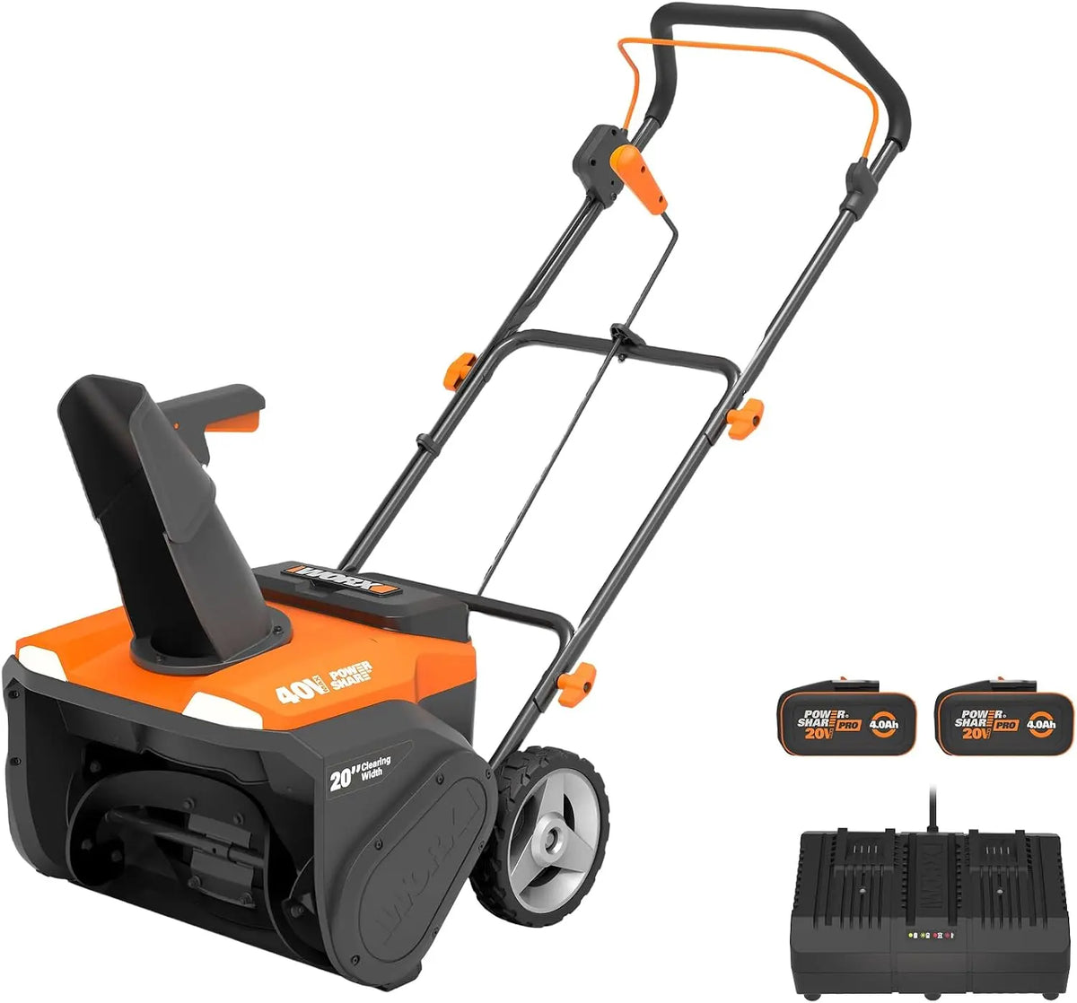 WORX Fraise à Neige sans Fil 40V WG461E.1 – 4 Ah, gris/noir