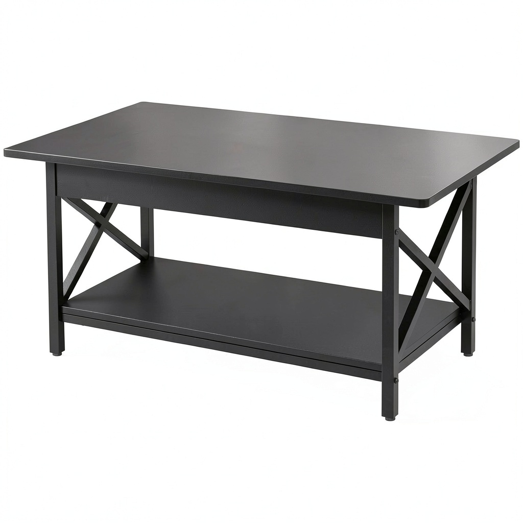 Table basse, en acier, coloris noir, 110 x 60 x 48 cm, pour le salon