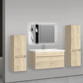 AICA Ensemble de Meuble de Salle de Bain avec Céramique Vasque et Colonne – gris/beige