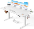 ErGear Bureau réglable en hauteur 160 x 80 cm – gris/bleu/blanc