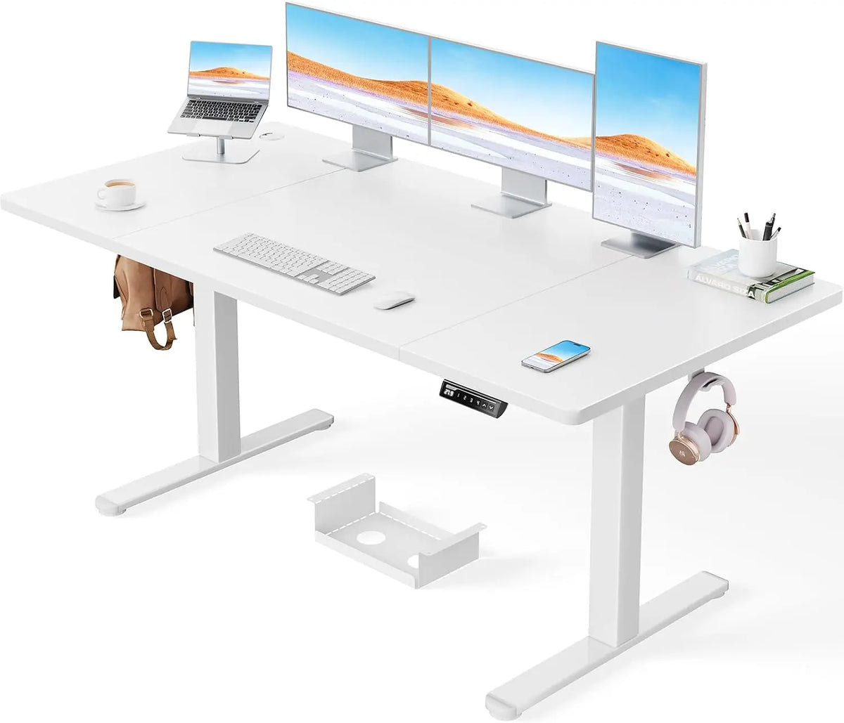 ErGear Bureau réglable en hauteur 160 x 80 cm – gris/bleu/blanc