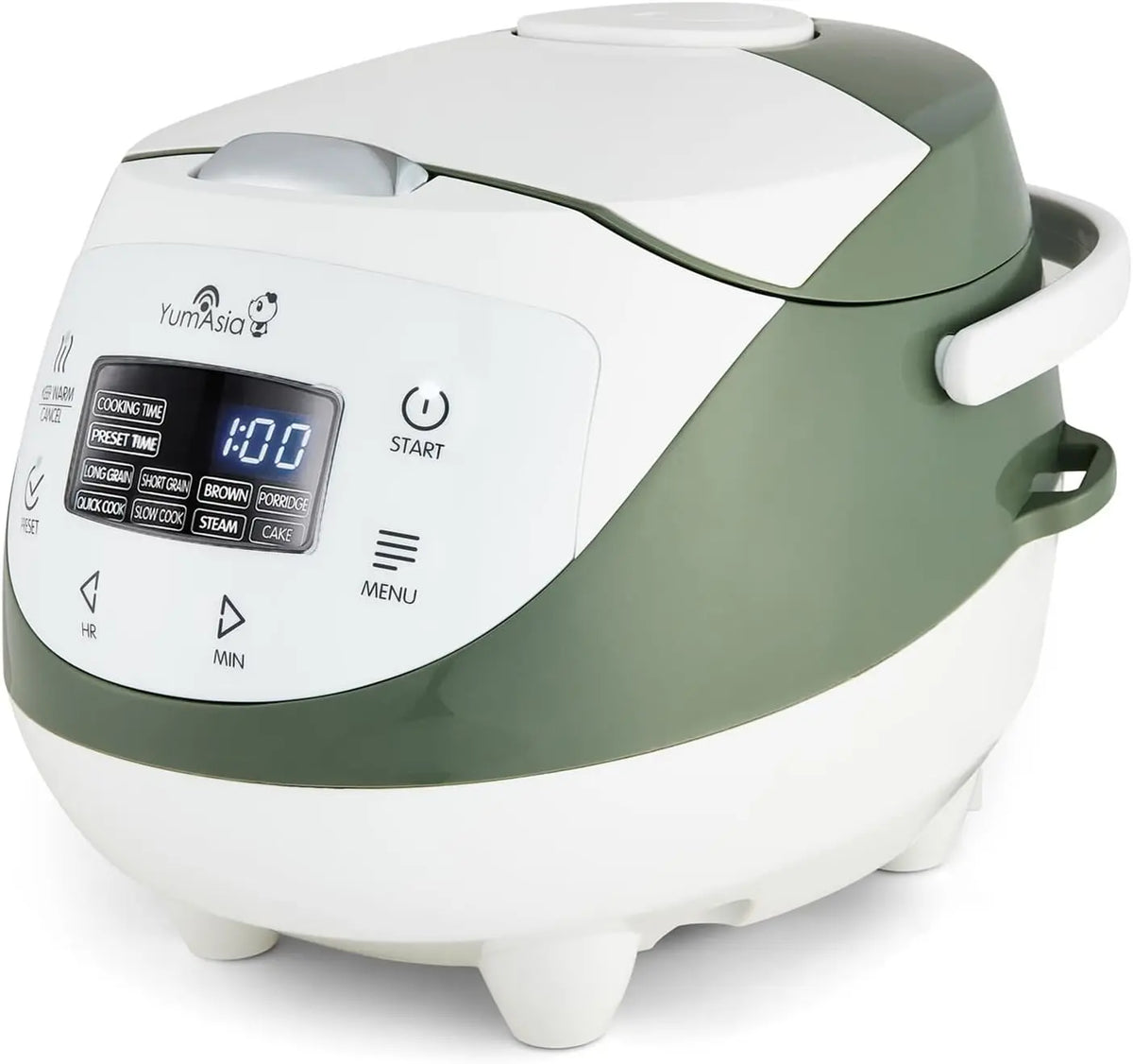 Yum Asia Panda Mini cuiseur à riz avec bol en céramique Ninja et logique floue avancée 3,5 tasses – 0,63 litre, 50 Hz, blanc/vert