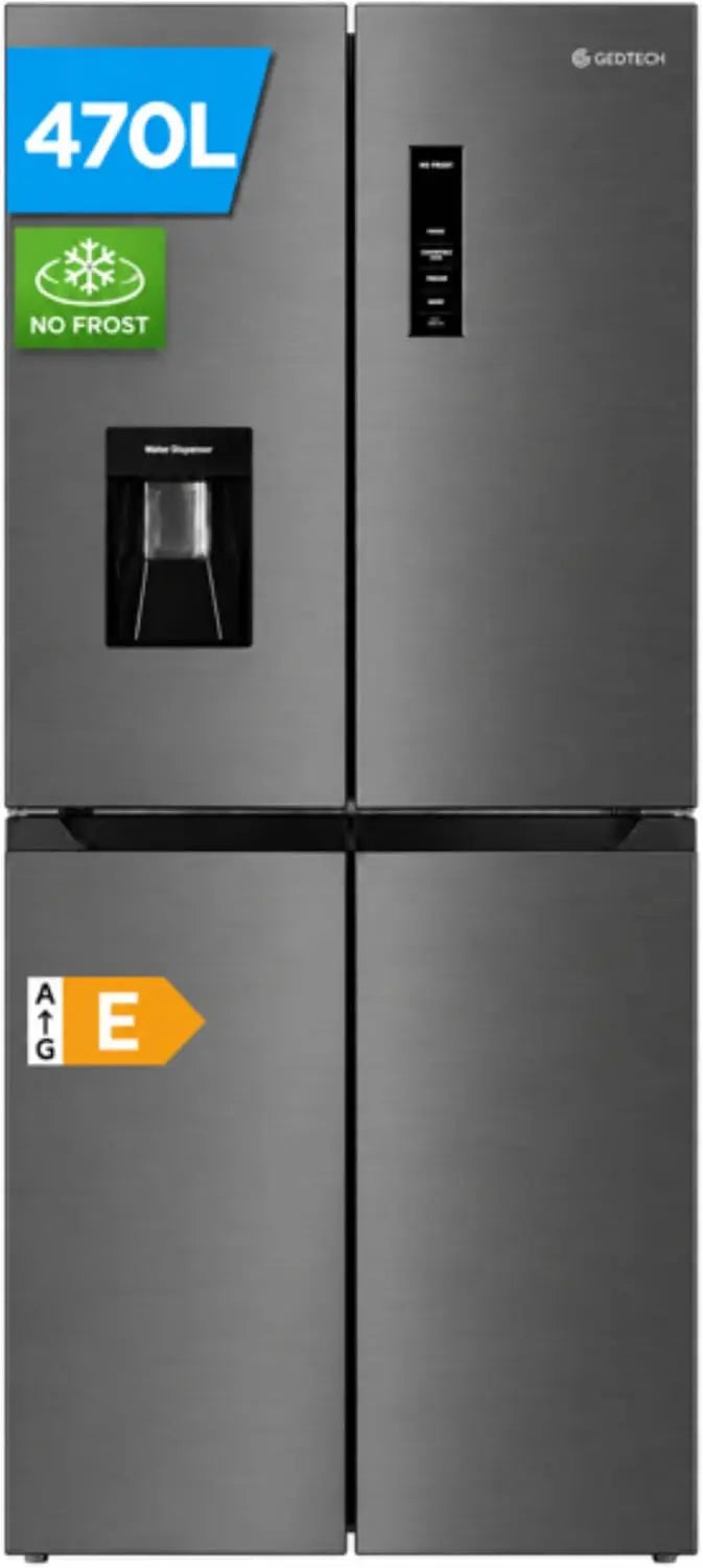 GEDTECH Réfrigerateur multi-portes GMP470IXT 470L 301L + 169L - Distributeur d'eau - No Frost - Inox – 470 L / 301 L, argenté