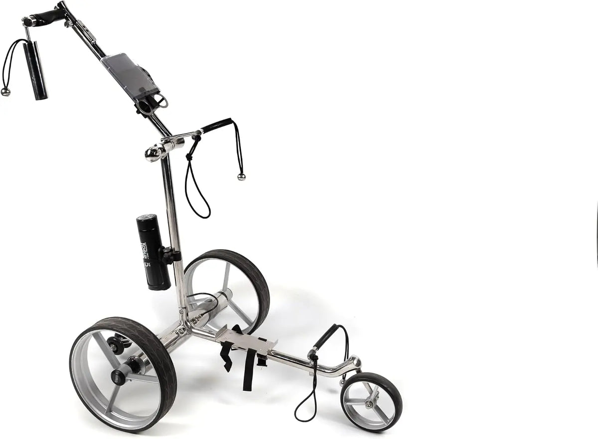 GT-FR Chariot de Golf électrique en Acier Inoxydable avec télécommande – 200 W, argenté