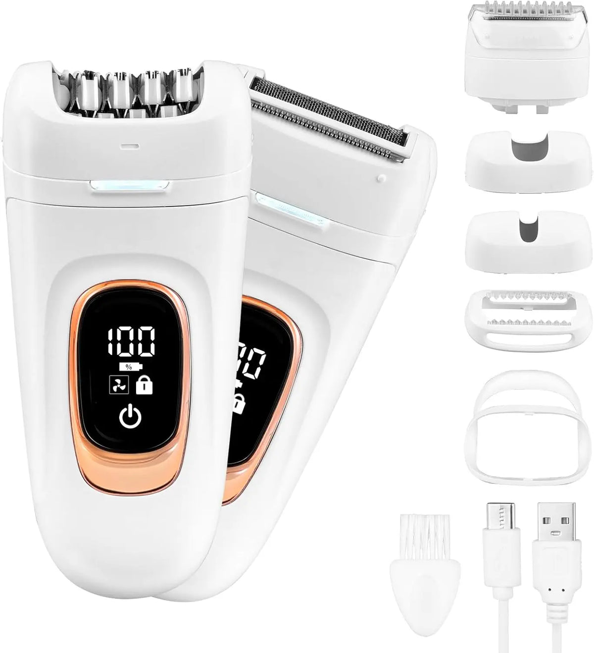 Épilateur 2 en 1 pour femme – sans fil, gris/noir/beige