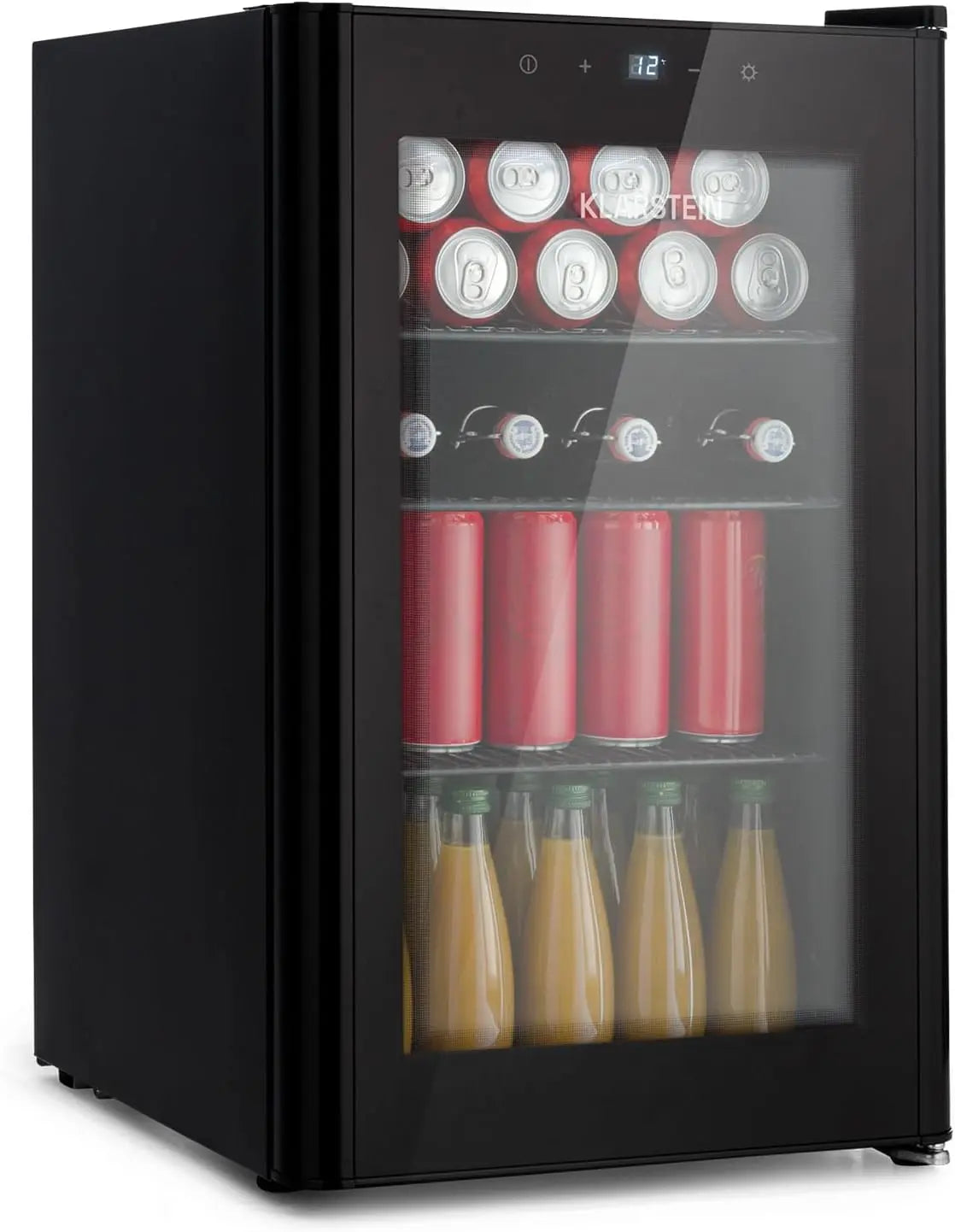 KLARSTEIN Mini réfrigérateur Beercave avec porte vitrée & LED – 70 L, noir/gris