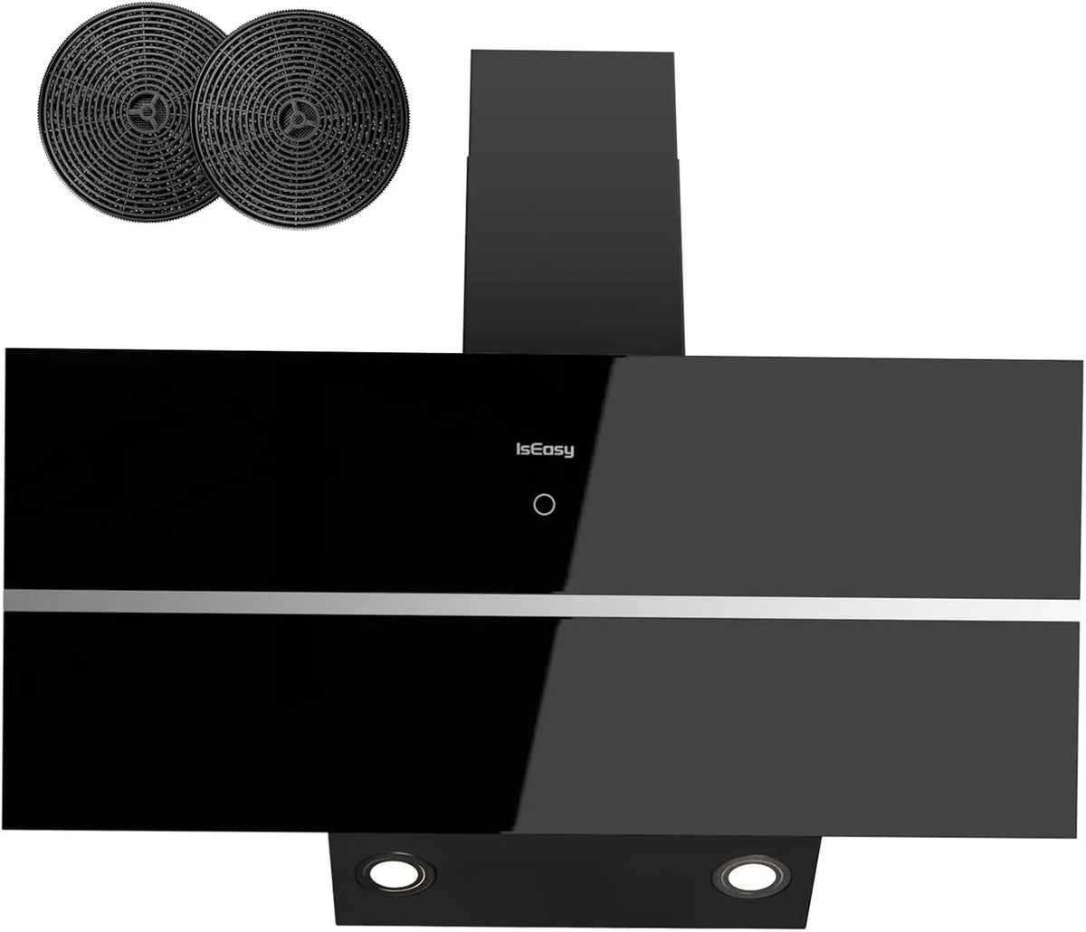 IsEasy Hotte Aspirante 90 cm – 1,5 W, 578 m³/h, 11,8 kWh, 89,5 × 38,7 × 37,9 cm, noir
