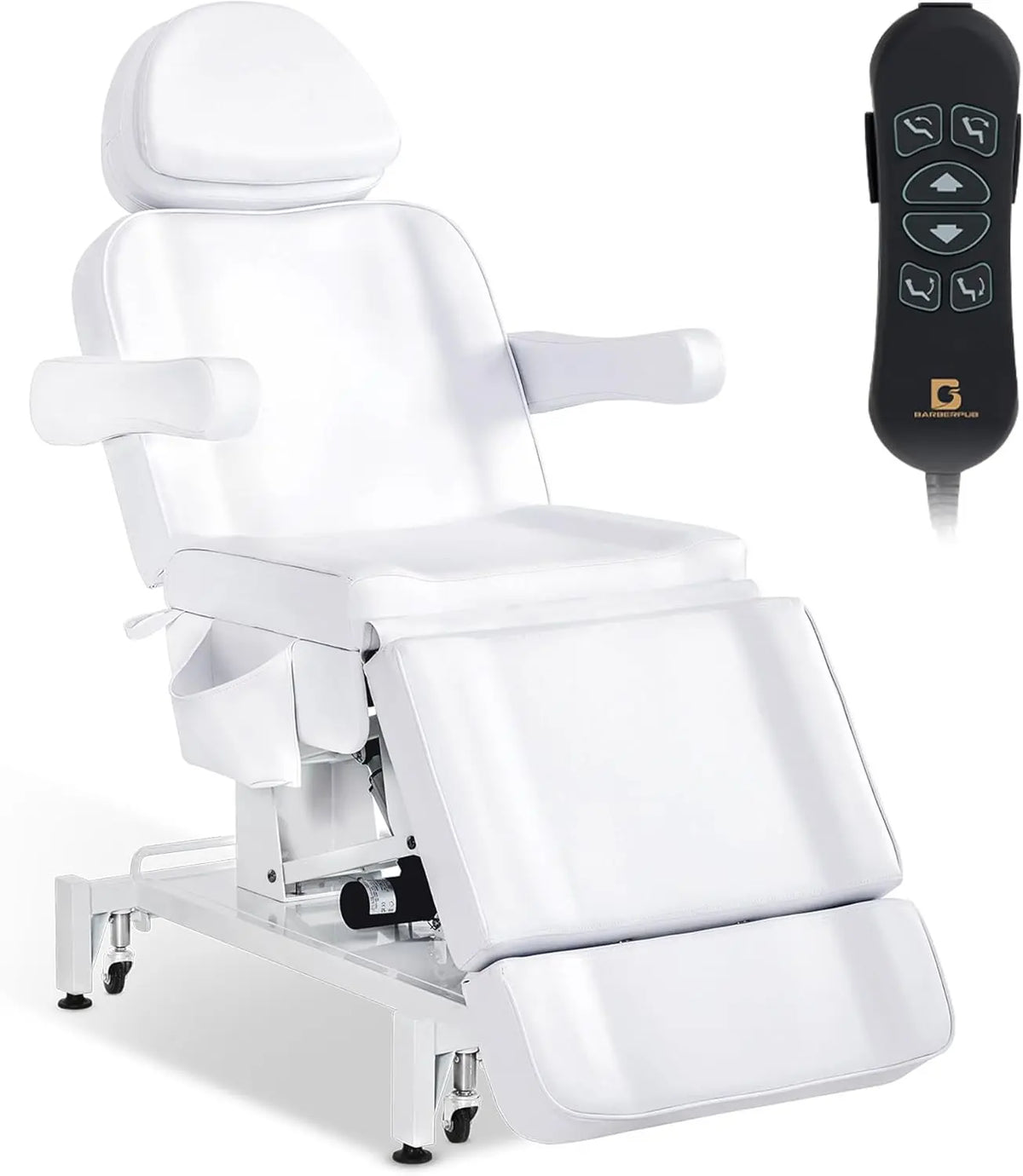 Barberpub Fauteuil de beauté électrique à 3 Moteurs – blanc