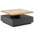 Table basse, modulable, pivotant, avec rangement, en chêne et panneaux de bois, 80 x 80 cm, coloris anthracite, pour le salon
