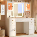 YOUDENOVA Coiffeuse Blanche 105 cm avec Miroir LED 3 Couleurs