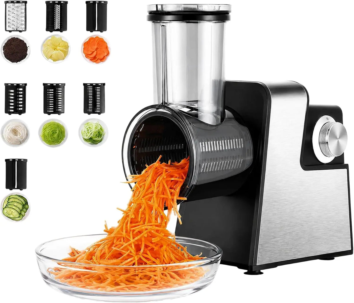 Rapeuse Legume Electrique 300W avec 7 Lames pour Fromage Légumes Fruits – gris/noir/orange