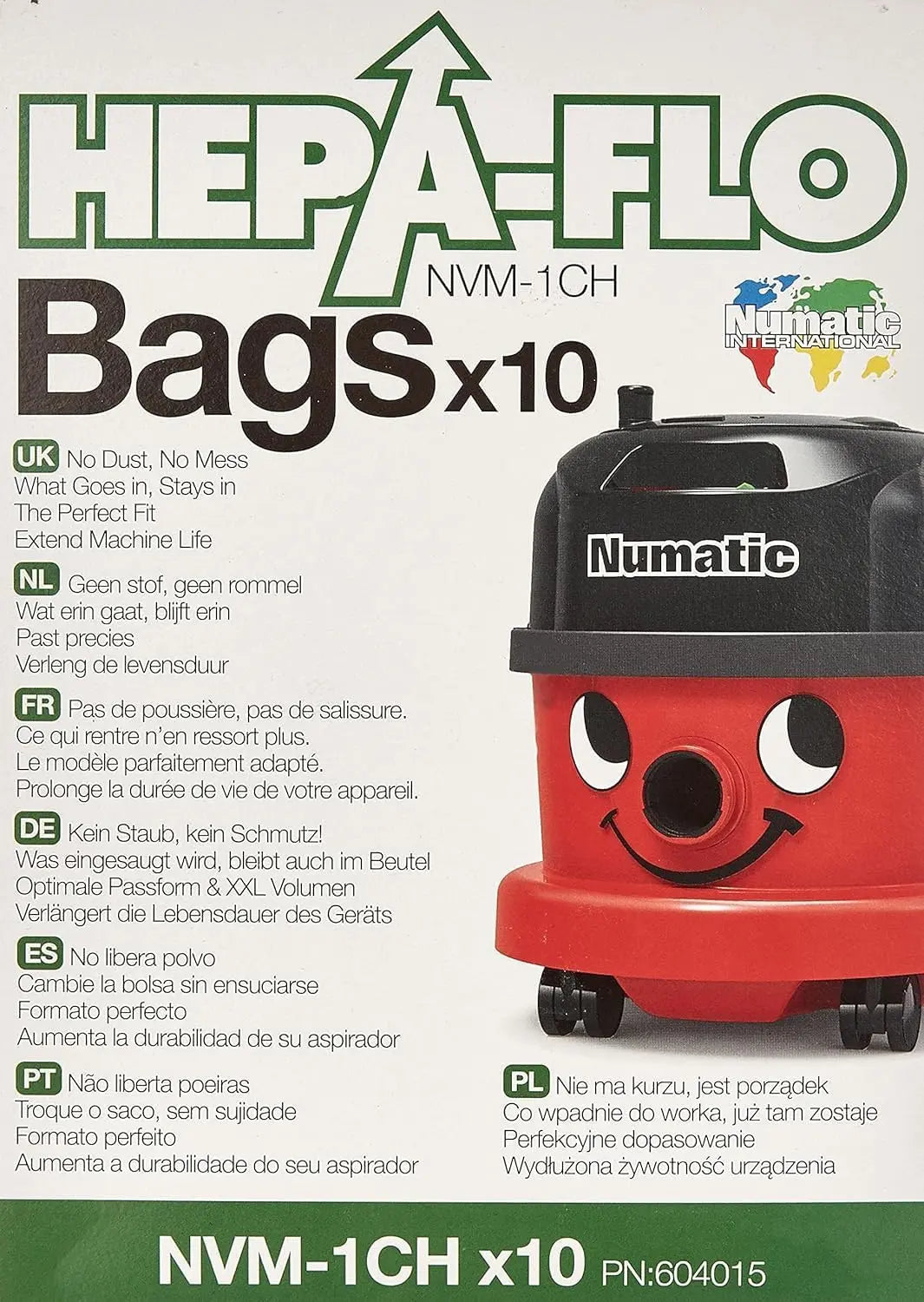 Numatic NVM-1CH Numatic Henry Cleaner Bags - 1 Box Pack of 10 – gris/rouge