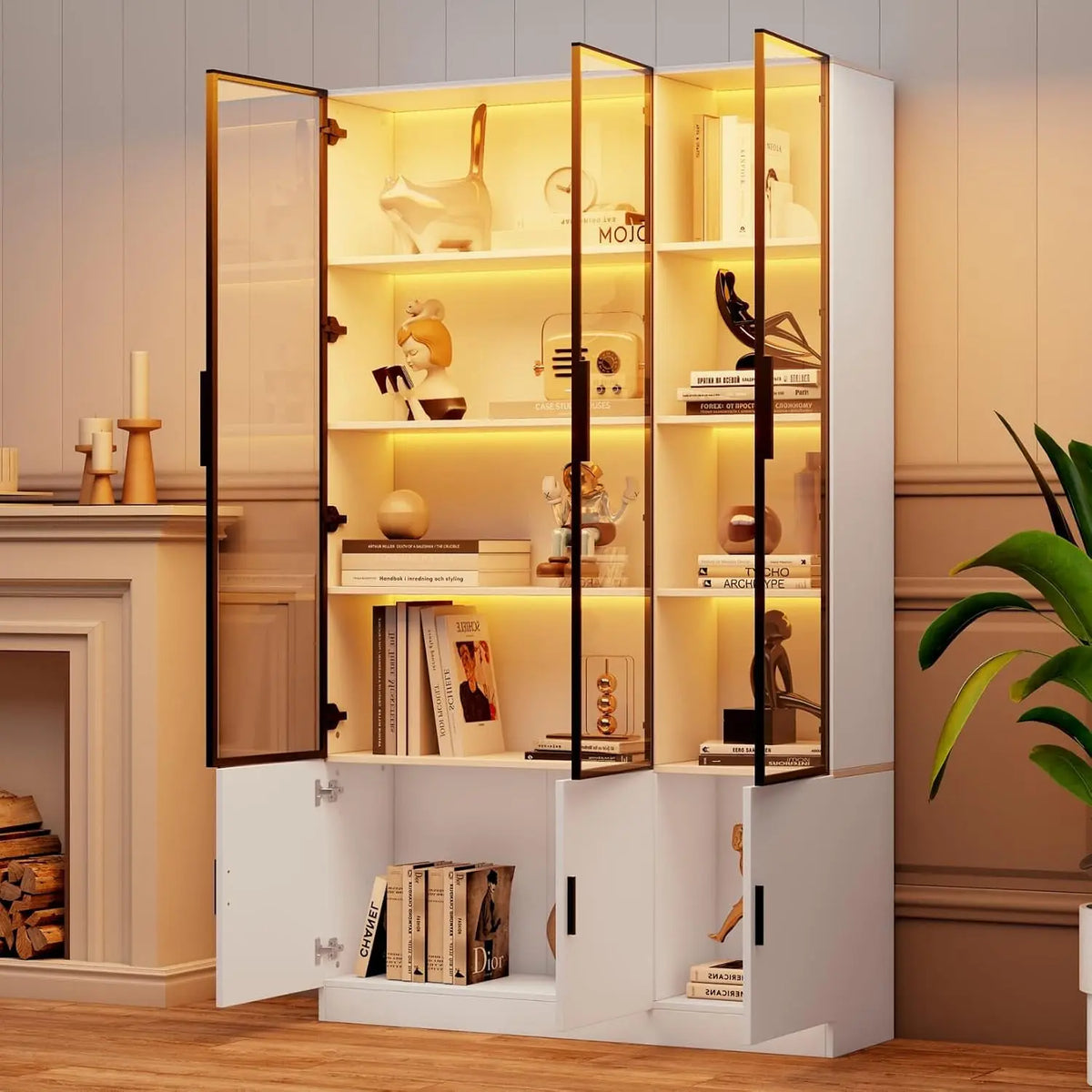 EURHCIO Vitrine Verre 120x32x200cm – blanc