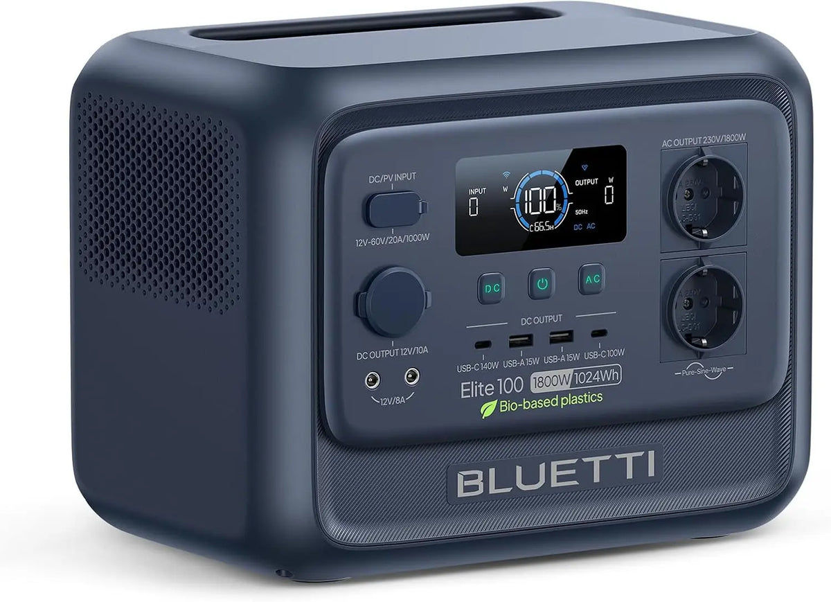 BLUETTI Elite 100 V2-Bio 1024Wh & 1800W Générateur Électrique portable – bleu/gris