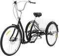 Tricycle 66 cm - 6 vitesses - Avec panier - Hauteur réglable – gris/noir