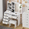 Coiffeuse avec Miroir LED et Tabouret – blanc